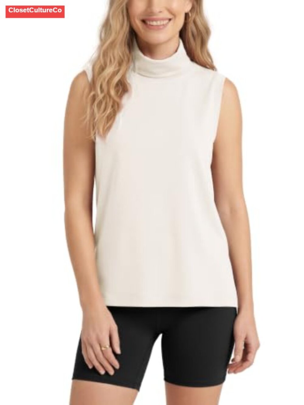 Modal Soft Mock Neck Tank Top Sleeveless Turtleneck Pullover